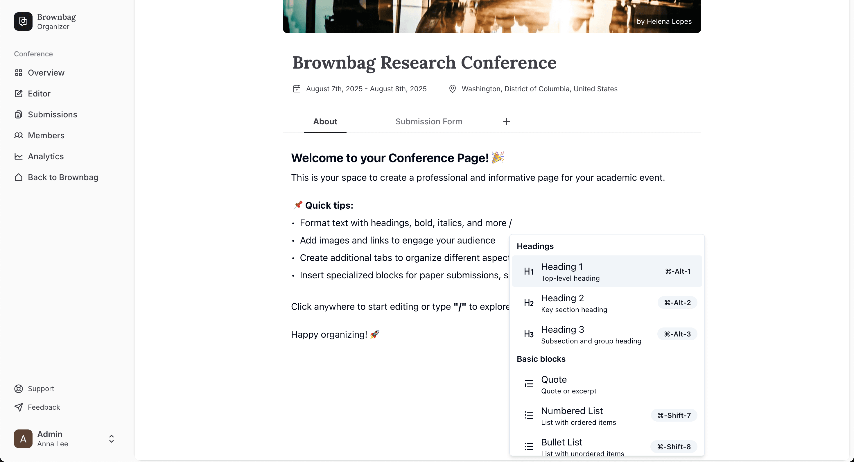 Conference Builder and Editor